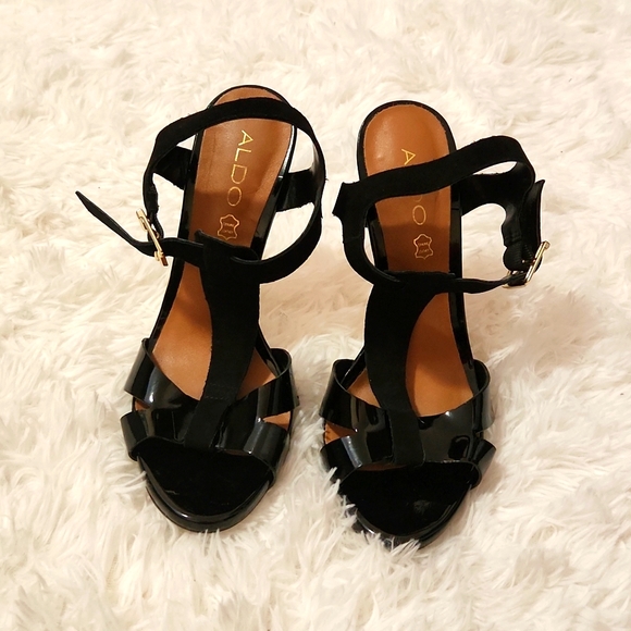 Aldo black heels sandals, US 7.5 - Picture 1 of 3